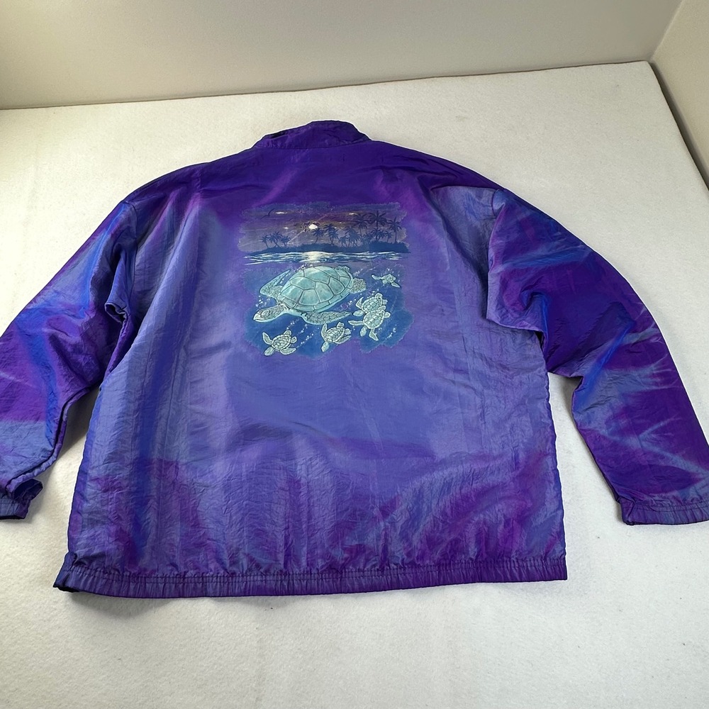Surf Style Purple Turtle Sunset Pullover Windbreaker One Size - Picture 3 of 7